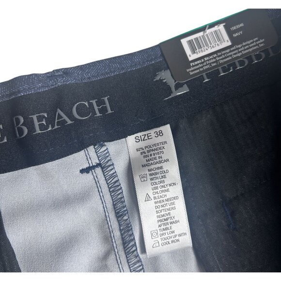 Pebble Beach Performance Shorts Men's Size‎ 38 Navy Blue Polyester NEW - Picture 5 of 7